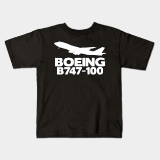 Boeing B747-100 Silhouette Print (White) Kids T-Shirt